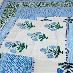 Hand Block print bedsheet with two pilocovers