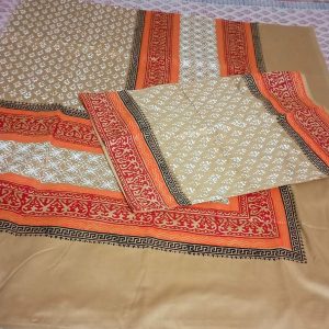 Hand Block print bedsheet with two pilocovers